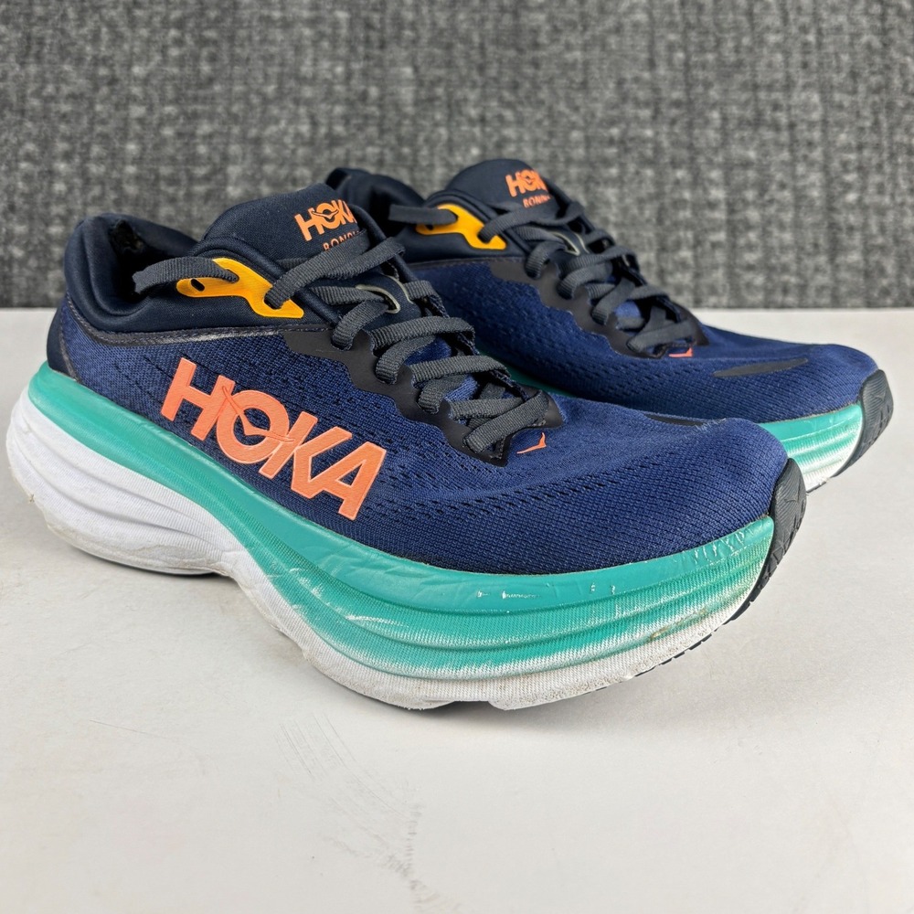 Hoka Bondi 8 Running Shoes Blue Orange Teal 8.5B 1127952 OSBB